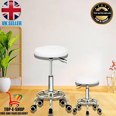 New Adjustable Swivel Beauty Salon Stool Massage Lift Hairdressing Round Chairs • £21.97