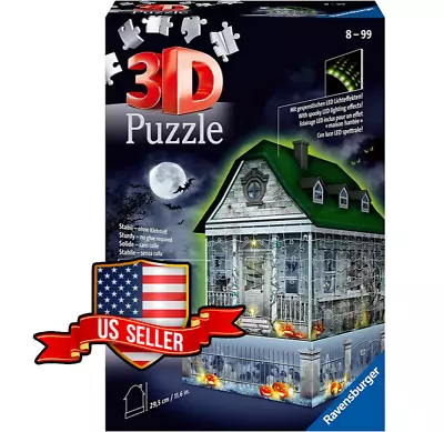 NEW SEALED Ravensburger 11254 Haunted House W/LED Lights 216 Pc 3D Jigsaw Puzzle • $49.95