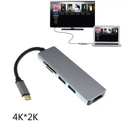 Type C USB-C To HDMI TV Projector 4K W/ 2 USB 3.0 SD TF Card Reader HDTV Adapter • $11.88