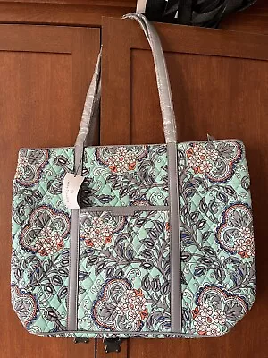 Vera Bradley Quilted Large Zipper Tote Bag Fan Flowers New With Tags • $84.95