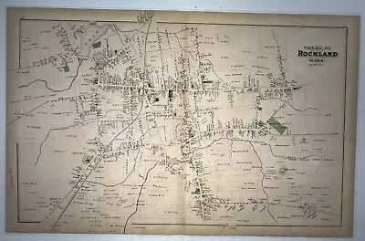 Map 1879 Village Of Rockland MA 10x6.5  & 11x14  Custom Mat Geo H. Walker & Co • $10