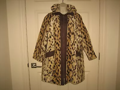 Vintage 60's Sportowne Safari La France Leopard Print Faux Fur Coat~SZ M • $99.50