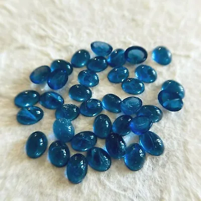 AM1116 Vintage Glass Cabochons 8x6mm Oval Lt. Sapphire  Flawed  Unfoiled (36) • $5.99