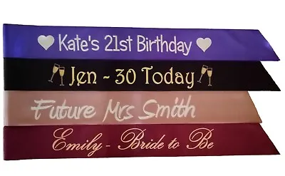 Luxury Personalised Birthday Sash/hen Party/16th/18th/21st/30th/40th Any Text • £3.50