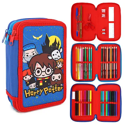 Harry Potter 3 Tier Pencil Case Multi Compartment Colouring Pens Pencils Set • £9.99