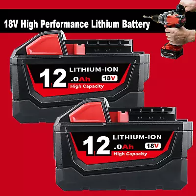 2x FOR Milwaukee 48-11-1812 M18 FUEL 18V 12.0Amp Lithium-Ion High Output Battery • £22.92