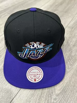 Utah Jazz Mitchell & Ness SnapBack Adjustable Hat BlackPurple Color • $25.99