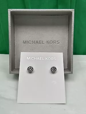 Michael Kors Park Ave Silver Tone Crystal Stud Earrings W’ Box NEW Jewelry • $35.99