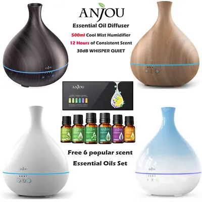 Anjou AD012 500ml Cool Mist Humidifier Aromatherapy Diffuser With Free Oil DI61 • $19.99