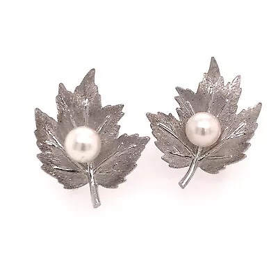 Mikimoto Estate Akoya Pearl Clip On Earrings Sterling Silver 6.15 Mm M170 • $192