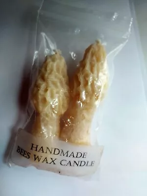 Handmade Bees Wax Candles Set Of 2 Morel Mushrooms • $8.99