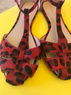 Zara Woman Sandals Red Animal Print • $39