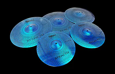 Rech Stealth 5 Pc Cymbal Set Blue - Low Volume Cymbals - Free Cymbal Bag • $299