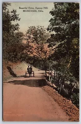 Muskogee Oklahoma~Agency Hill~Horse & Buggy On Drive~c1910 Albertype Postcard • $13