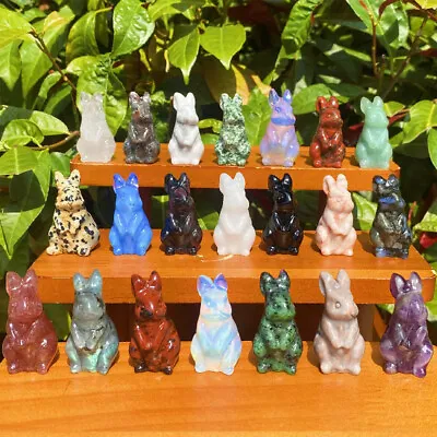 1.5  Natural Crystal Rabbit Statue Stone Carved Reiki Healing Craft Animal Decor • $4.99
