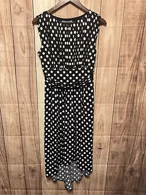 AA Studio Size 12 Dress NWT Black White Polka Dot High Low • $14.99