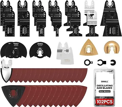 SHALL 102PCS Multitool Blades Oscillating Multi Tool Accessories Kits • £22.99