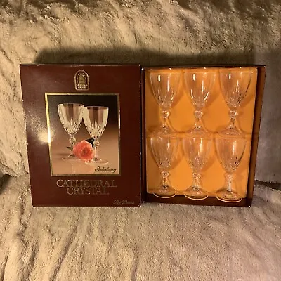 Vintage Cathedral Crystal By Dena Italian 24% Lead Crystal Set Of 6 • £11.99