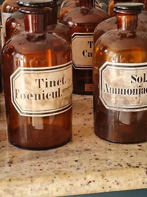 £900 • Buy Vintage Apothecary Pharmacy Chemist Brown Glass Medicine Bottles Jars X 30