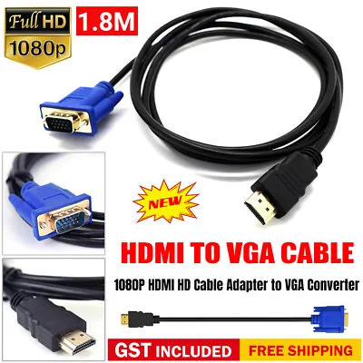 HDMI HD Cable Adapter To VGA Converter 1080P Monitor Male Lead 【see Note】 • $7.35
