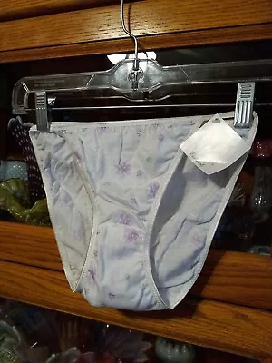 Panties NEW OLD STOCK String Bikinis Panty White Pink Flowers Cotton S • $14.99