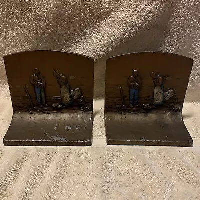 Antique K & O 1920s “Angelus Call To Prayer” Polychrome Specter Set Of Bookends • $41.10