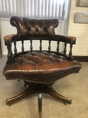 Traditional Captains Swivel Leather Chair • £275