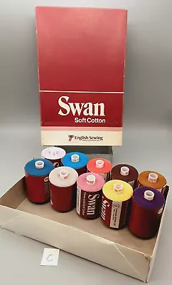 10 X New Vintage Swan Soft Cotton Sewing Thread Reels Spools - Mixed Colours - C • £6.50