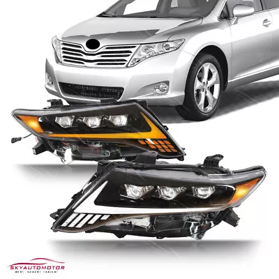 Fits Toyota Venza 2009-2016 LED Headlights Headlamps Projector DRL Black Pair • $937.56