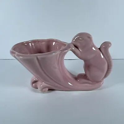 Vintage McCoy Pottery Pink Squirrel & Cornucopia Ceramic Planter • $24