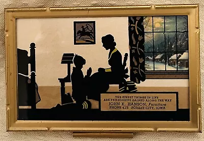 Vtg Sm Framed Silhouette Child Praying Interior Hanson Furniture Forest City IA • $19.99