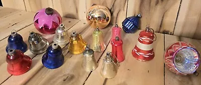 Lot 16 Vintage Blown Glass Christmas Tree Ornaments Bells Balls Variety Estate • $29.99