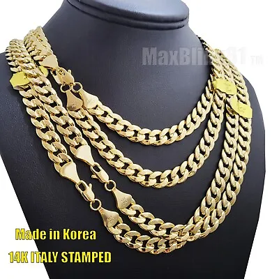 Hip Hop Premium 14K Italy Gold Plated 4~10mm Brass Miami Cuban Chain Necklace • $14.99