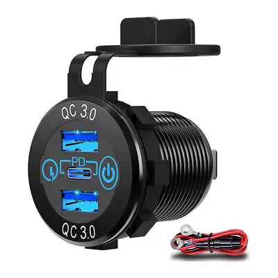 Dual QC 3.0 USB PD Type-C Fast Car Charger Power Outlet Socket Adapter 12V 24V • £8.75