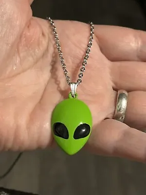 UFO Collection: Green Enamel Alien Pendant & 18” Stainless Steel Chain • $5.50