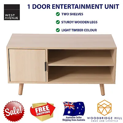 $51.65 • Buy Classic 1 Cabinet Door Entertainment Unit TV Stand Storage Open Shelves Timber