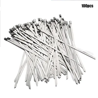 100pc Strong Stainless Steel Marine Grade Metal Cable Ties Zip Tie Wraps Exhaust • £7.92