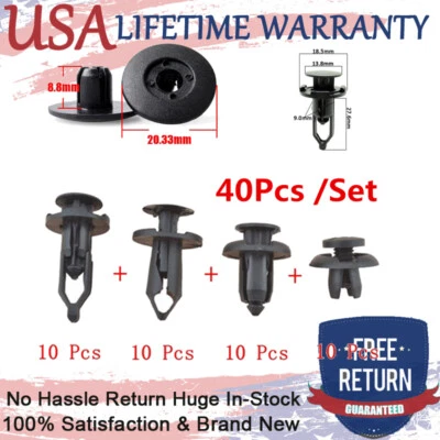 $7.99 • Buy 40X Car Body Rivet Push Pin Bumper Fender Retainer Trim Moulding Clips Parts Kit