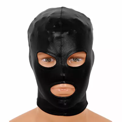 US Unisex Women Men's Hood Gummi Latex Open Mouth And Eyes Full Face Party Mask • $8.36