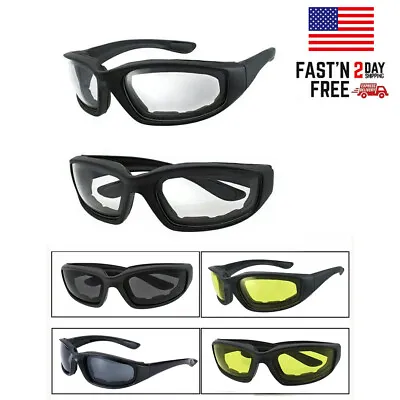 3 Pair Chopper Riding Motorcycle Glasses Clear Smoke Yellow Padded Comfortable • $9.29