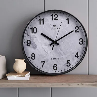 12  Wall Clock Silent Non Ticking Clock For Living Room Bedroom Kitchen Office • £7.95