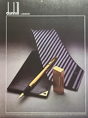 Dunhill London Pen Lighter Planner Goldtone Vintage Print Ad 1979 • $14.77
