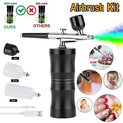 Portable Air Compressor Kit Airbrush Painting Compress Spray Gun Nail Art Tattoo • $28.98