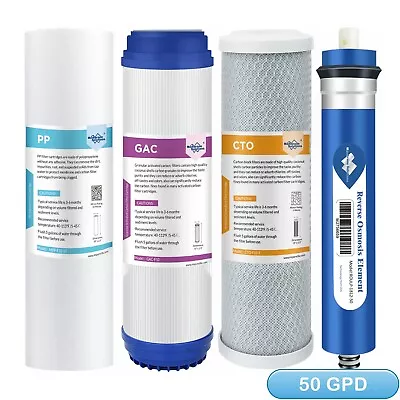 4 Stage Reverse Osmosis System Water Filter 50 GPD RO Membrane Replacement Set • $28.99