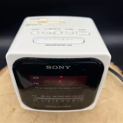 Vintage SONY Dream Machine White Cube AM/FM Alarm Clock Radio ICF-C121 WORKS! • $14.99