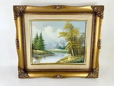 Original Oil Painting By Whitman Landscape Nature Gold Tone Ornate Baroque Frame • £33