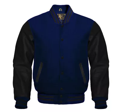 Varsity Bomber High Quality Wool Letterman Jacket Real Leather Cowhide Sleeves • $99.99