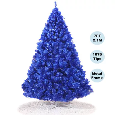 Blue Christmas Tree 7FT 2.1M Shining Lush 1076 Tips Metal Stand Frame • $139.99