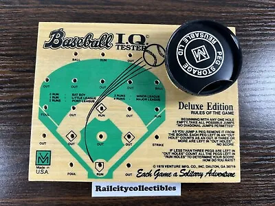 $14.99 • Buy BASEBALL I.Q.Tester 1978 Venture MFG Deluxe Board Peg Wood Puzzle Toy Game USA