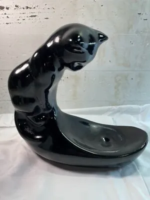 Vintage Royal Haeger Ceramic Black Cat Fish Bowl Stand Trinket Tray MCM • $44.99